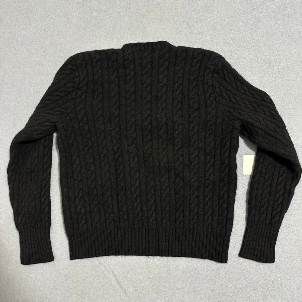 Polo Ralph Lauren‎ Cable Knit Wool Cashmere Sweater Long Sleeve Black Mens XL